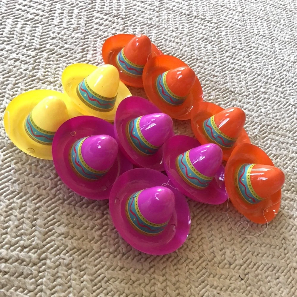 10 - Cinco De Mayo plastic sombrero party hats